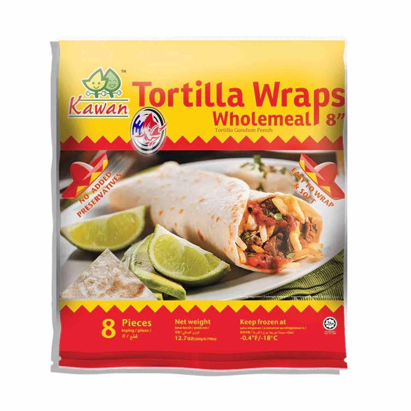 KAWAN KW TORTILLA WRAPS WHOLEMEAL 8''